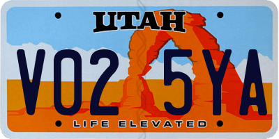 UT license plate V025YA