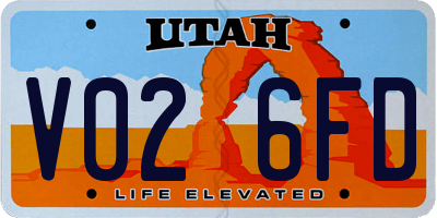UT license plate V026FD