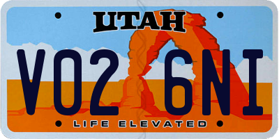 UT license plate V026NI