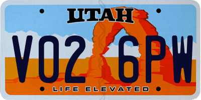 UT license plate V026PW