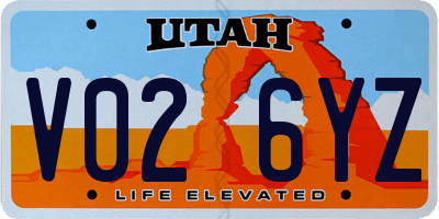 UT license plate V026YZ