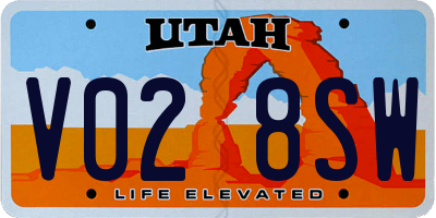 UT license plate V028SW