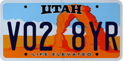 UT license plate V028YR
