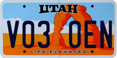 UT license plate V030EN