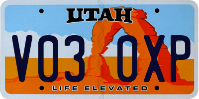UT license plate V030XP