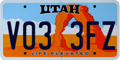 UT license plate V033FZ