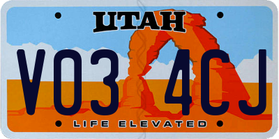 UT license plate V034CJ