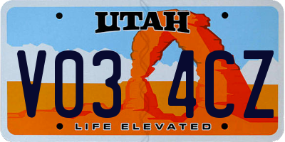 UT license plate V034CZ