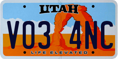 UT license plate V034NC