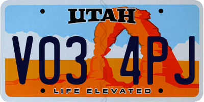 UT license plate V034PJ