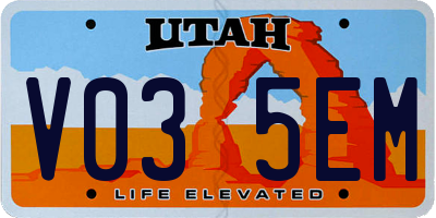 UT license plate V035EM