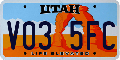 UT license plate V035FC