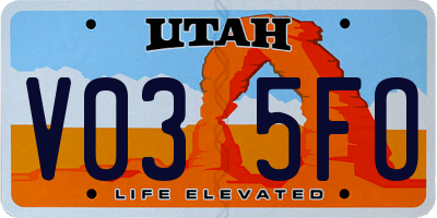 UT license plate V035FO
