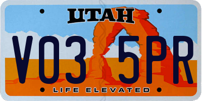 UT license plate V035PR