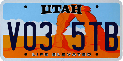 UT license plate V035TB
