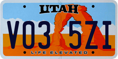 UT license plate V035ZI