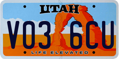 UT license plate V036CU