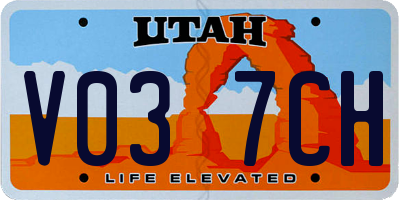 UT license plate V037CH