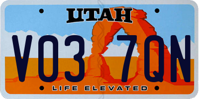 UT license plate V037QN