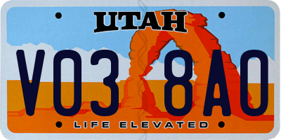 UT license plate V038AO