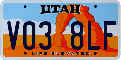 UT license plate V038LF