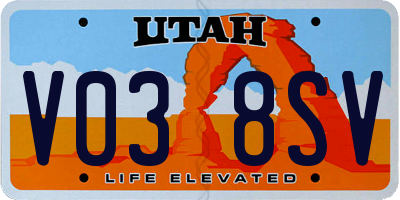UT license plate V038SV