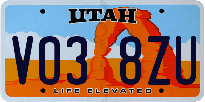 UT license plate V038ZU
