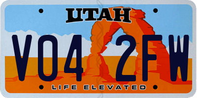 UT license plate V042FW