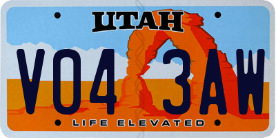 UT license plate V043AW