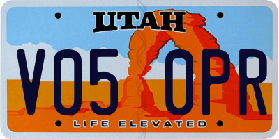 UT license plate V050PR