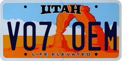 UT license plate V070EM