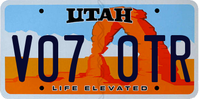 UT license plate V070TR