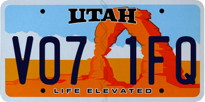 UT license plate V071FQ