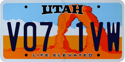 UT license plate V071VW