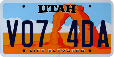 UT license plate V074DA