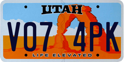 UT license plate V074PK