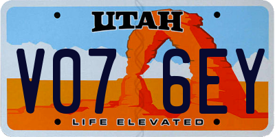 UT license plate V076EY