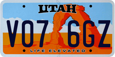 UT license plate V076GZ