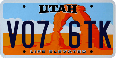 UT license plate V076TK