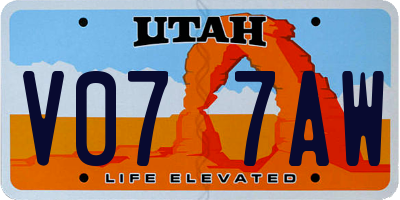 UT license plate V077AW