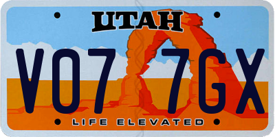 UT license plate V077GX