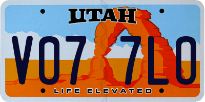 UT license plate V077LO