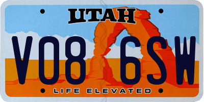 UT license plate V086SW