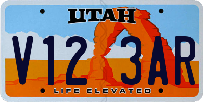 UT license plate V123AR