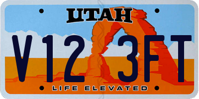 UT license plate V123FT