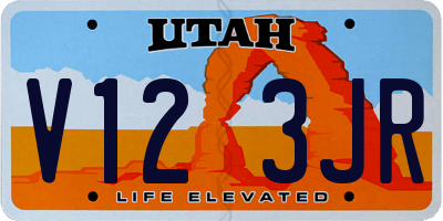 UT license plate V123JR