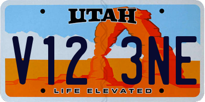 UT license plate V123NE