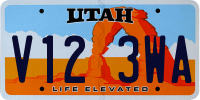 UT license plate V123WA