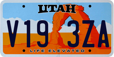 UT license plate V193ZA
