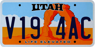 UT license plate V194AC